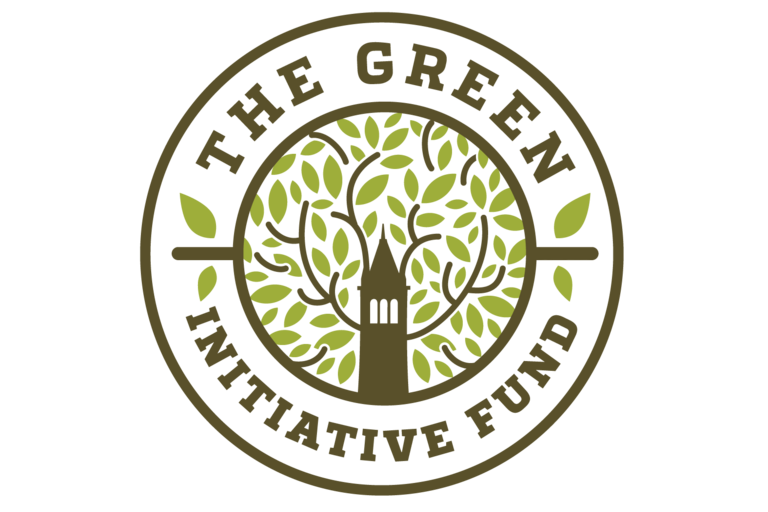 Green Seal logo with The Green Initiative Fund above a stylized Campanile