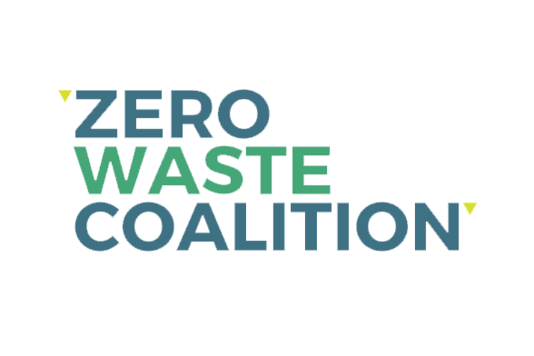 Logo that says "Zero Waste Coalition" in blue and green