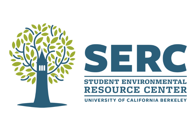 Stylized campanile as a tree "Student Environmental Resource Center" to the right